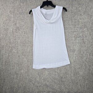 New York & Company White Sleeveless Cowl Neck Top Small